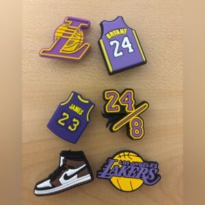 Lakers Kobe LeBron basketball Croc charms - 6 piece set